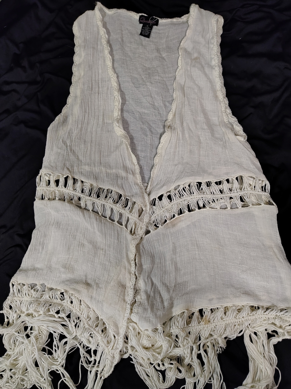 Charming White Crochet Fringe Vest by Forever 21